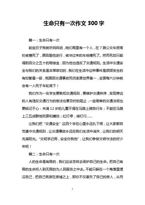 生命只有一次作文300字