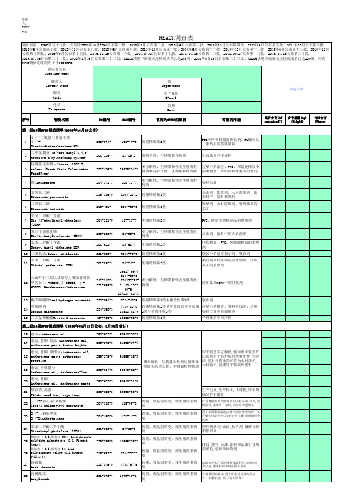 REACH调查表