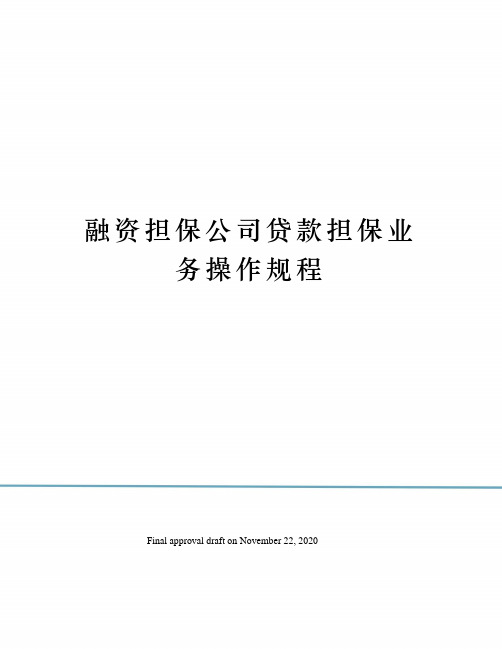 融资担保公司贷款担保业务操作规程