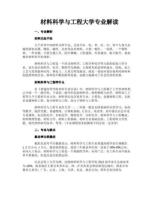 材料科学与工程大学专业解读