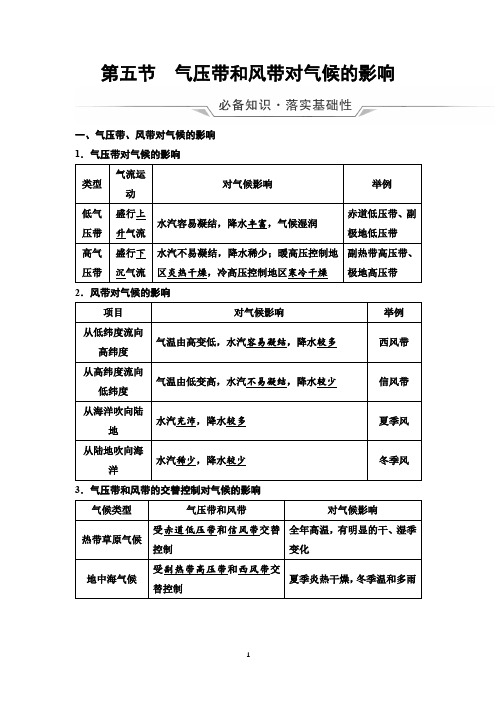 高中高考地理复习第2章第5节气压带和风带对气候的影响