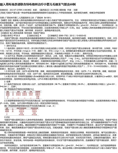 吸入用布地奈德联合特布他林治疗小婴儿毛细支气管炎60例