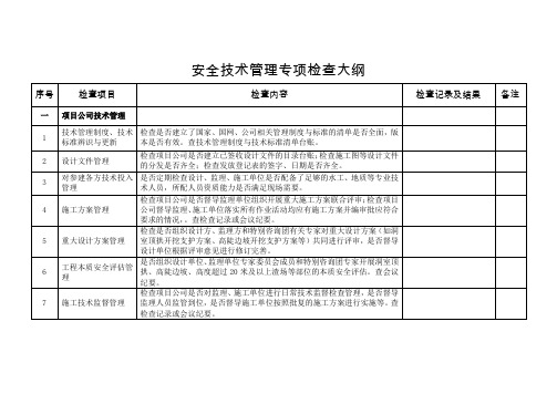 工程建设安全技术管理专项检查大纲【经典word可参考使用】