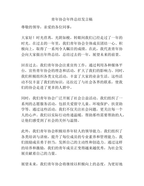 青年协会年终总结发言稿