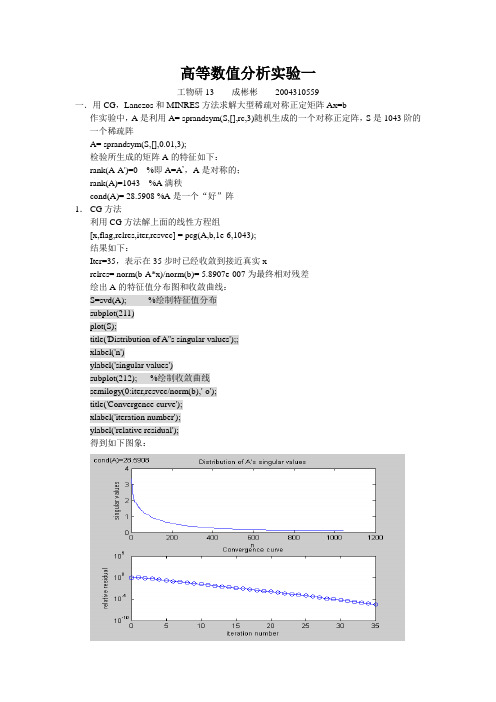 清华大学高等数值分析实验设计及答案