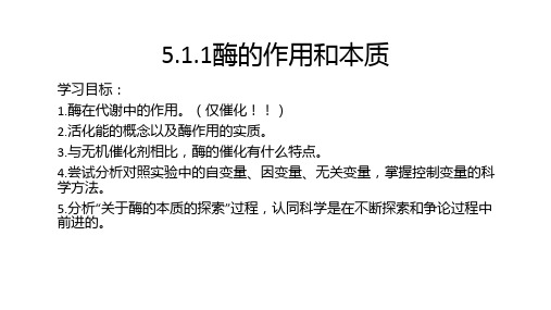 酶的作用和本质 高一上学期生物人教版必修1