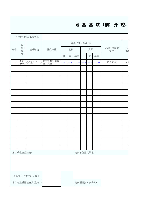 地基基坑(槽)开挖、施 工检查记录  最新版