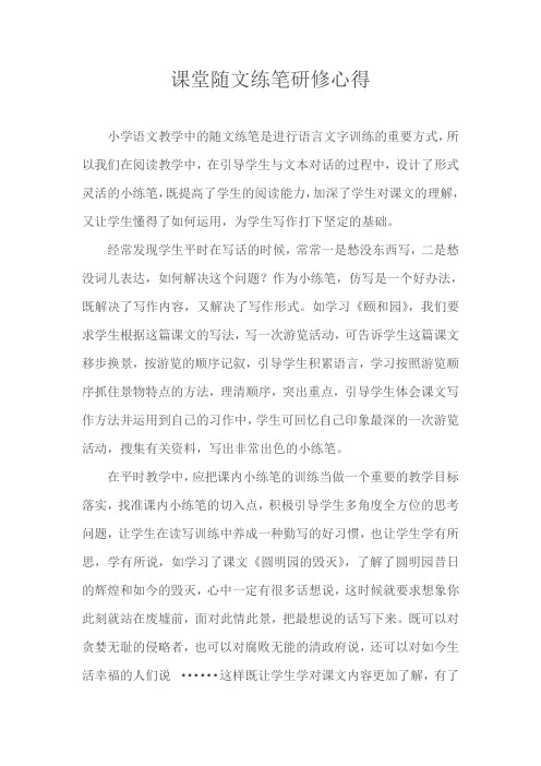 随文小练笔研修心得