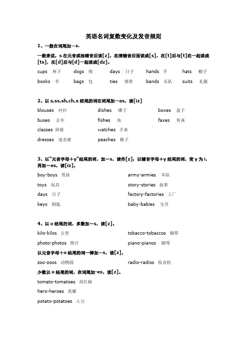 语法点：名词复数变化及发音规则