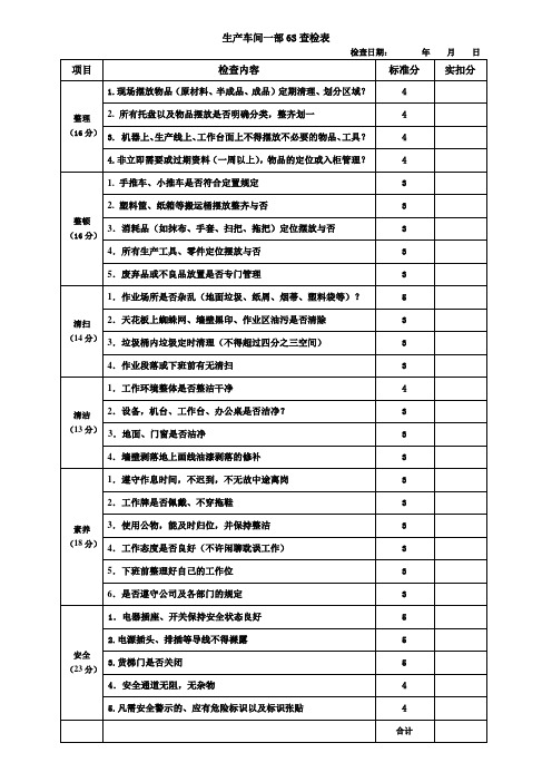 6S管理评分表格模板