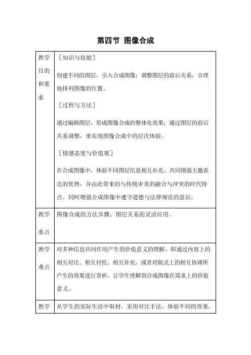 泰山版七年级信息技术下册2.4《图像合成》教案教学设计