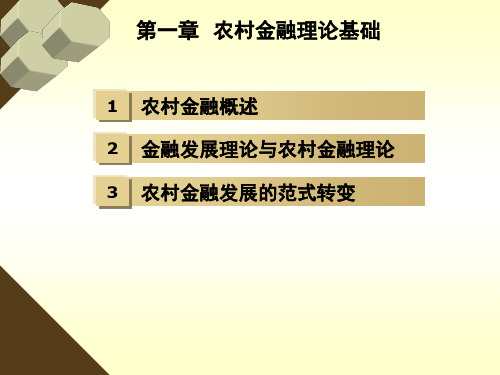 第一章农村金融理论基础