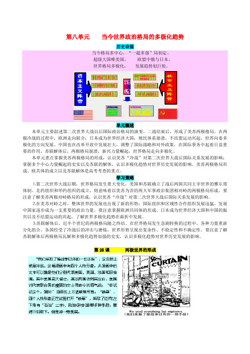 高中历史 第八单元 当今世界政治格局的多极化趋势教学案 新人教版必修1