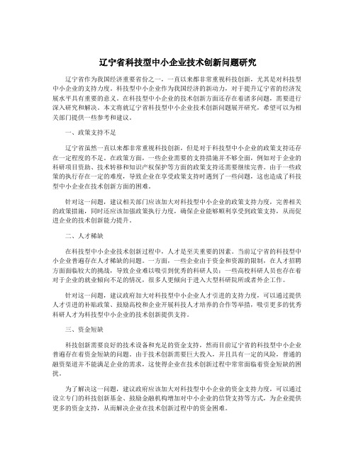 辽宁省科技型中小企业技术创新问题研究