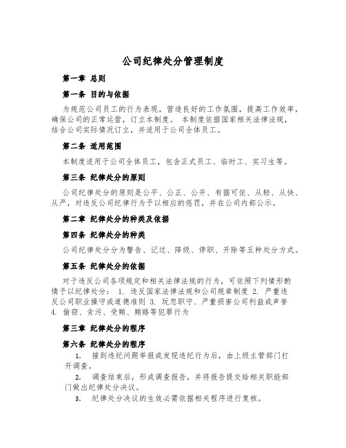 公司纪律处分管理制度