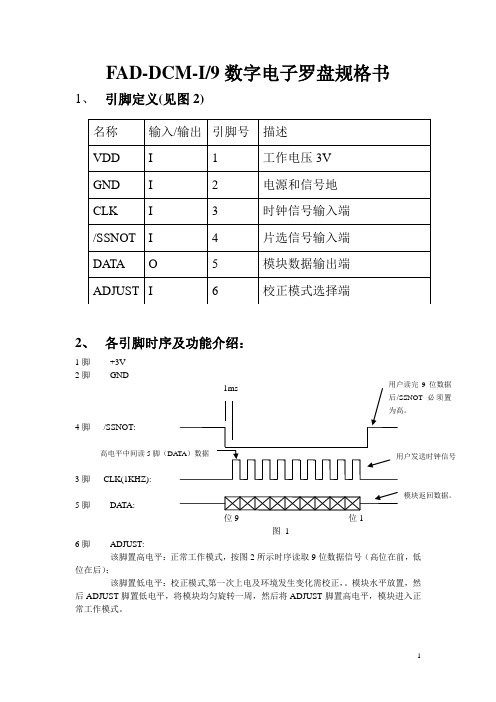 FAD-DCM-I9电子罗盘模块规格书