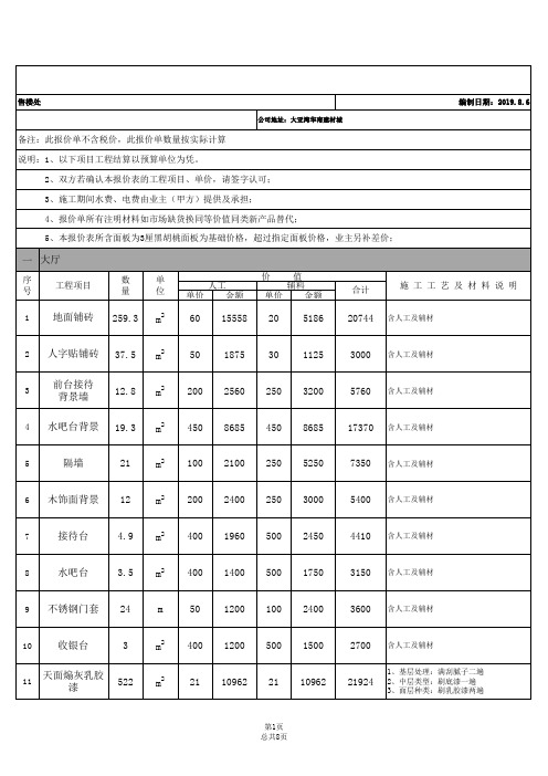 售楼处报价单