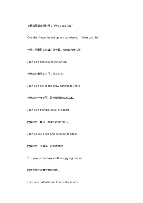 小升初英语阅读材料:What can I be