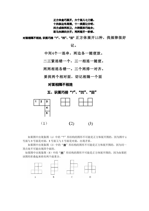 正方体展开11种规律