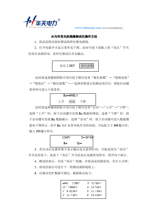 水内冷发电机绝缘测试仪操作方法