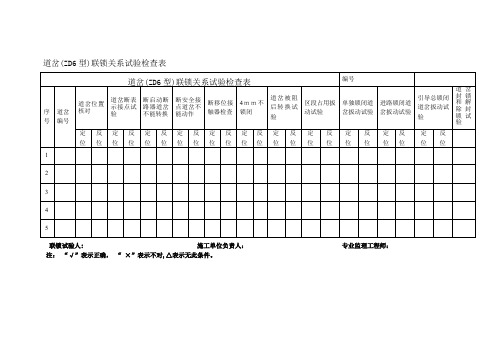 道岔(ZD6型)联锁关系试验检查表