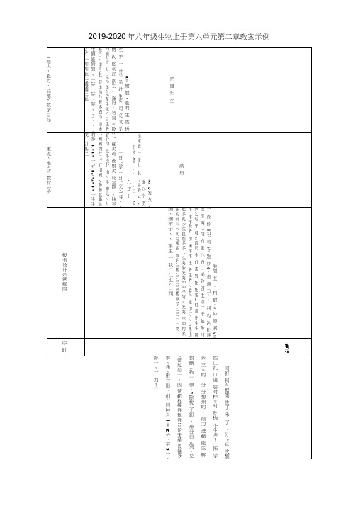 2019-2020年八年级生物上册第六单元第二章教案示例