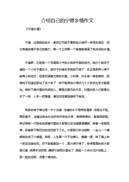 介绍自己的宁德乡情作文