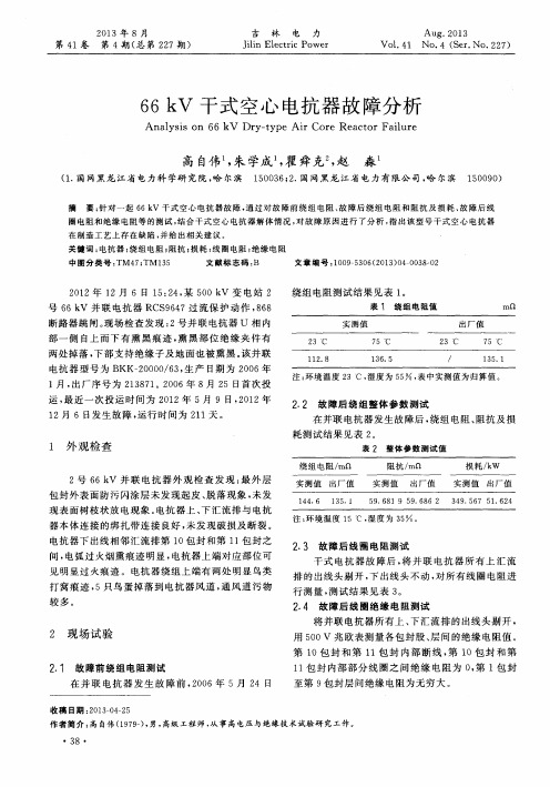 66kV干式空心电抗器故障分析