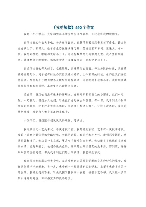 《我的烦恼》440字作文