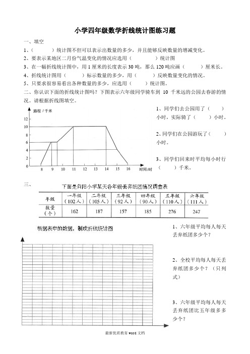 小学四年级数学下册折线统计图练习题