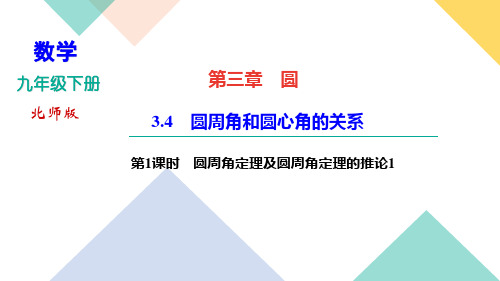 北师大版数学九年级下册习题课件3.4圆周角和圆心角的关系第1课时 圆周角定理及圆周角定理的推论1