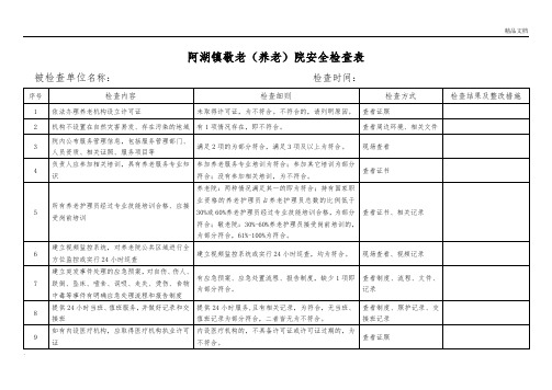 敬老院养老院福利机构安全生产检查隐患排查表格