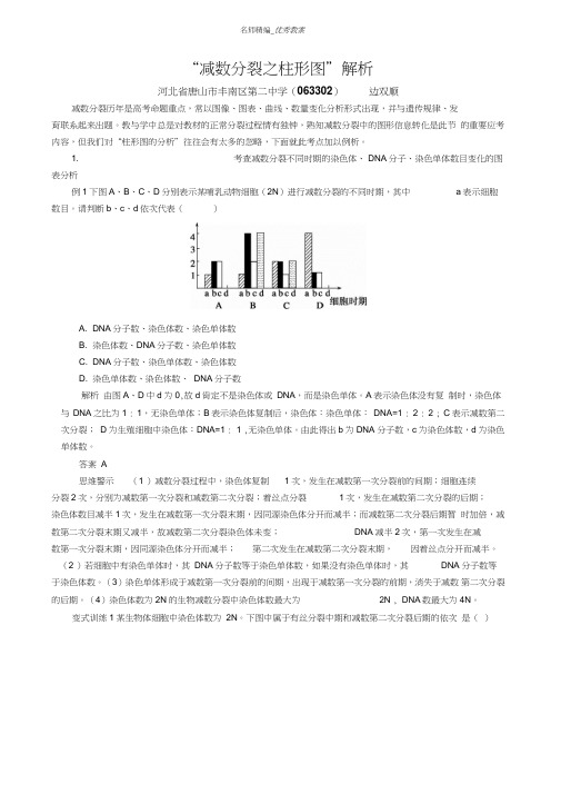 人教版教学教案“减数分裂之柱形图”解析