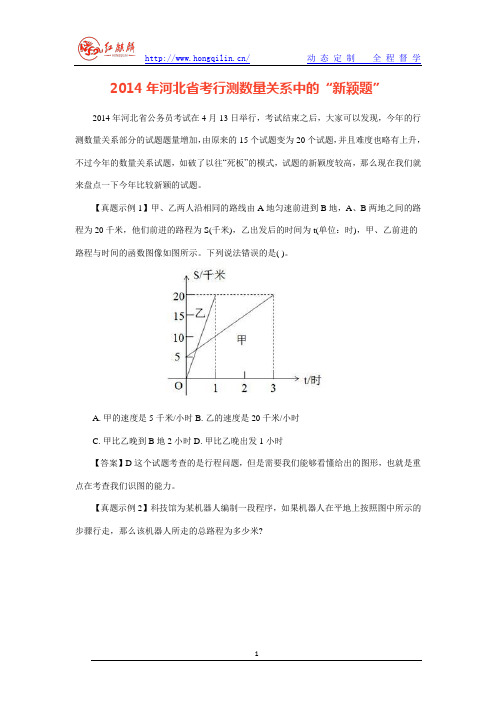 2014年河北省考行测数量关系中的“新颖题”