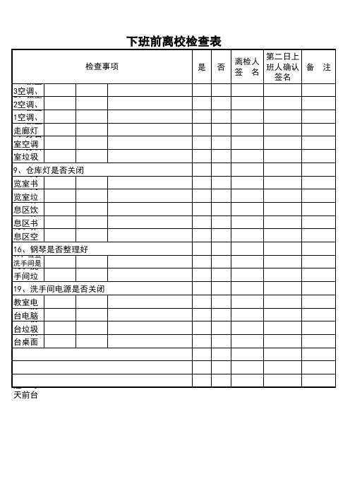下班前离检表