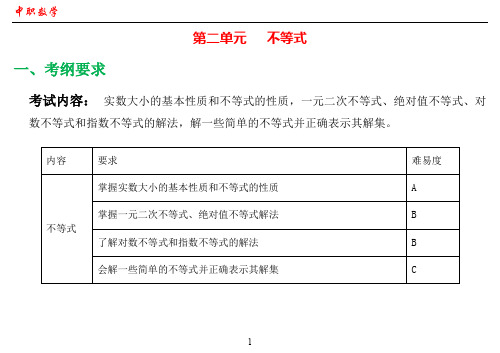 对口升学考试数学复习第2章《不等式》单元复习知识点归纳及单元检测有答案