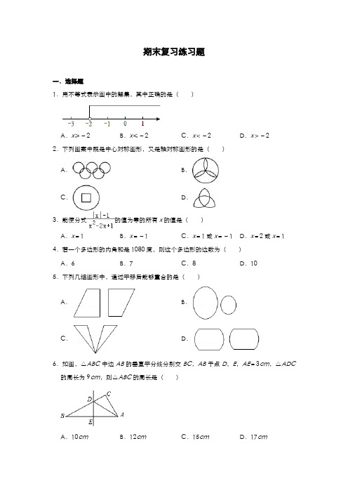 北师大版八年级数学下册期末复习练习题