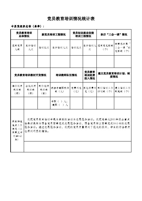 党员教育培训情况统计表