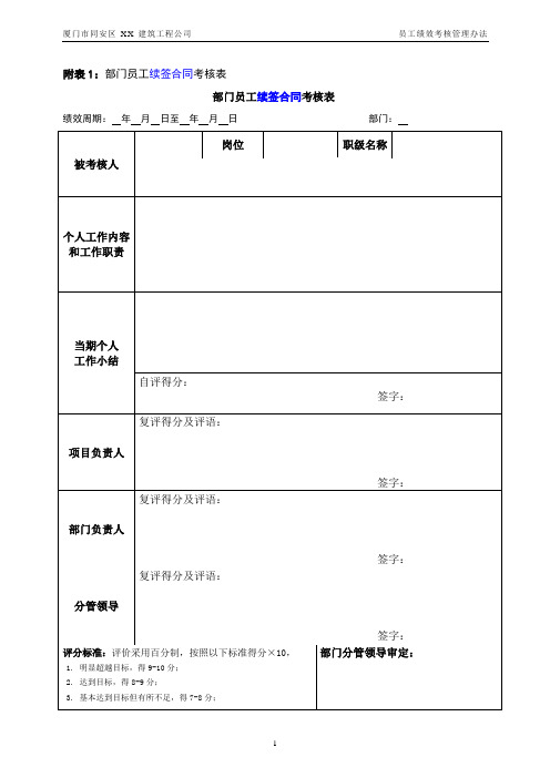 员工续签合同考核表-模板