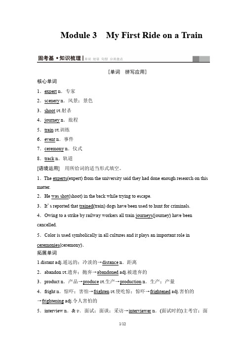 2020版新一线高考英语(外研版)一轮复习 教学案 第1部分 必修1 Module 3 My First Ride on a Train