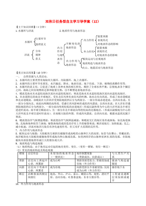 江苏省海门市包场高级中学高二地理双休日任务型自主学习导学案(12)