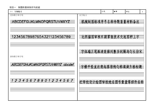 1 班级 学号 姓名11 字体练习 直体数字和字母 汉字练习