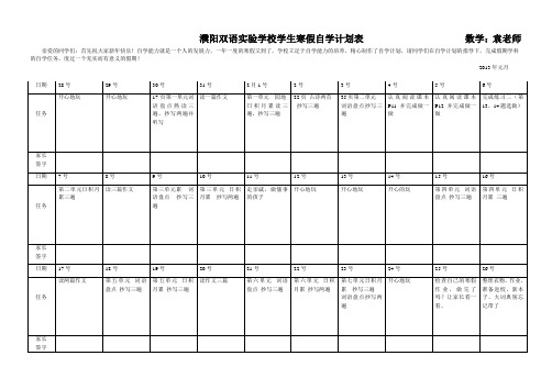 濮阳双语实验学校学生寒假自学计划表