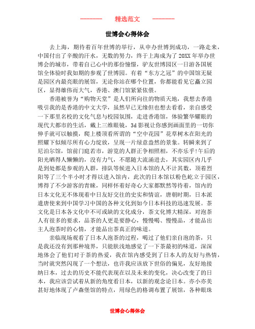 世博会心得体会