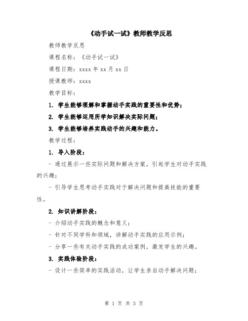 《动手试一试》教师教学反思