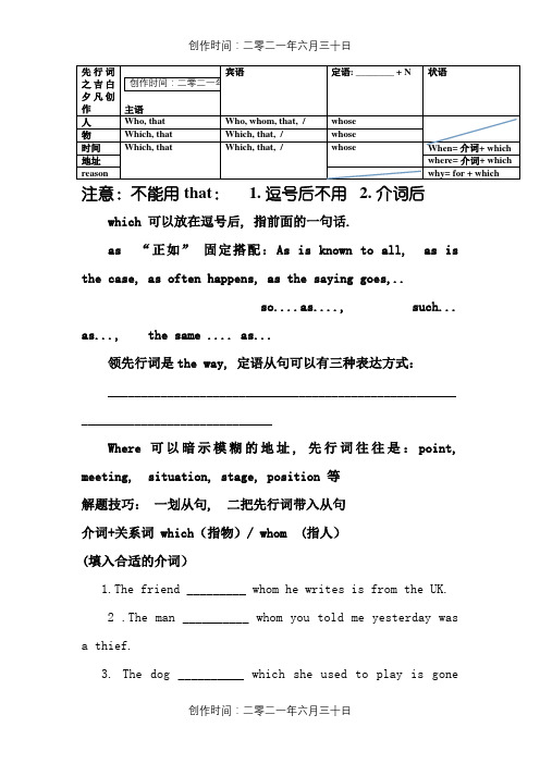 定语从句考点笔记整理