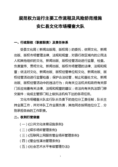 规范权力运行主要工作流程及风险防范措施