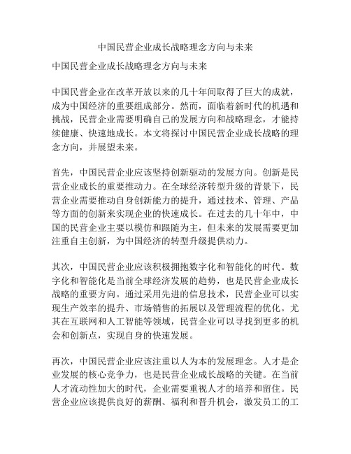 中国民营企业成长战略理念方向与未来