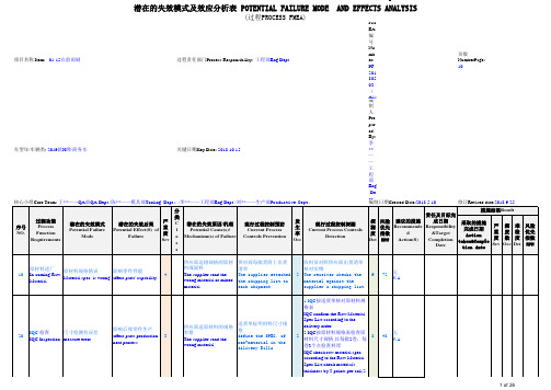 最新过程PFMEA完整实例严格按工具书