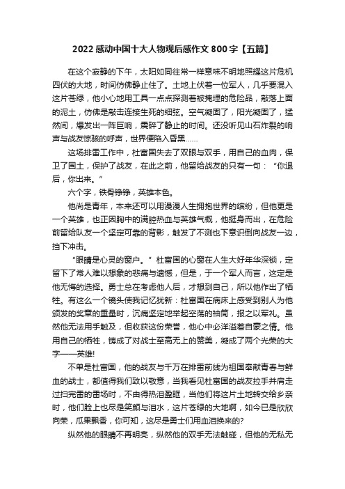 2022感动中国十大人物观后感作文800字【五篇】